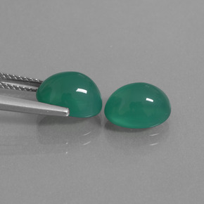 Gemas de Ágata Verde medio natural de 5.36 ct, Corte Óvalo, Translúcido