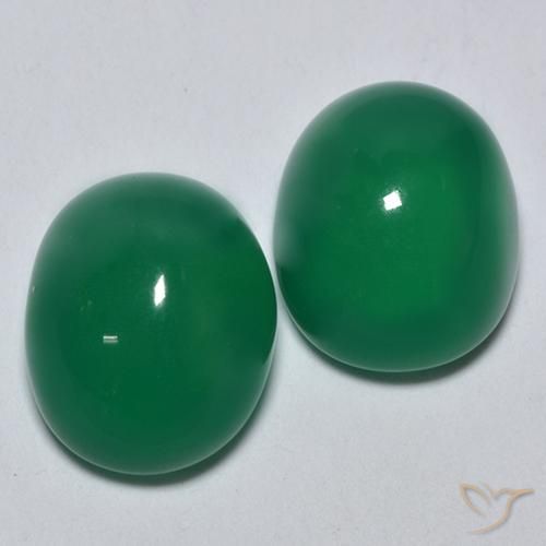 Gemas de Ágata Verde medio natural de 6.02 ct, Ovalada, Translúcido
