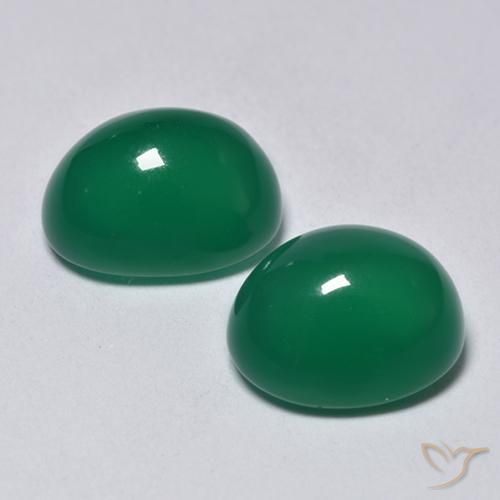 Gemas de Ágata Verde medio natural de 6.02 ct, Ovalada, Translúcido