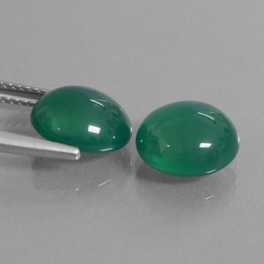 Gemas de Ágata Verde medio natural de 6.12 ct, Corte Óvalo, Translúcido