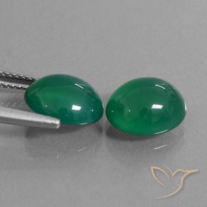 Gemas de Ágata Verde bosque natural de 5.95 ct, Ovalada, Translúcido
