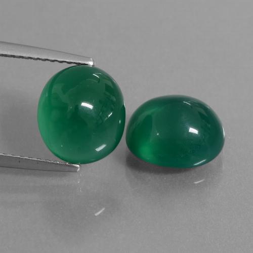 Gemas de Ágata Verde bosque natural de 6.77 ct, Corte Óvalo, Translúcido
