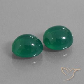 Gemas de Ágata Verde bosque natural de 6.41 ct, Ovalada, Translúcido