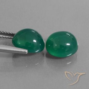 Gemas de Ágata Verde bosque natural de 6.41 ct, Ovalada, Translúcido