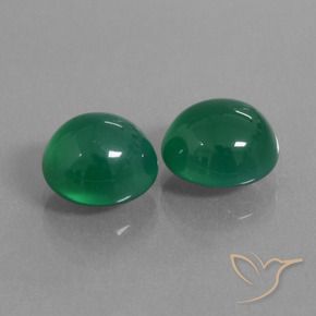 Gemas de Ágata Verde medio natural de 6.70 ct, Ovalada, Translúcido