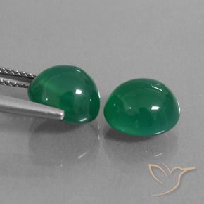Gemas de Ágata Verde medio natural de 6.70 ct, Ovalada, Translúcido