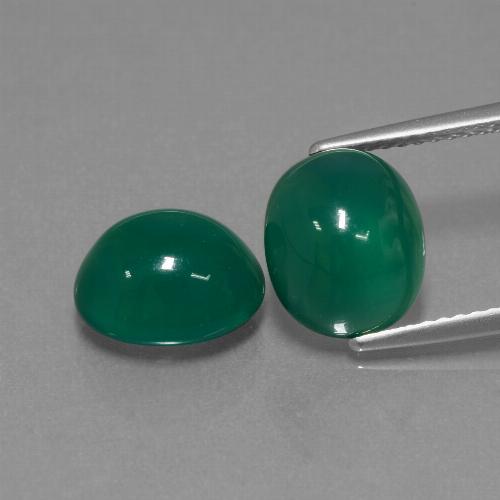 Gemas de Ágata Verde natural de 5.87 ct, Corte Óvalo, Translúcido