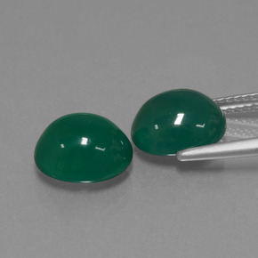 Gemas de Ágata Verde natural de 5.87 ct, Corte Óvalo, Translúcido