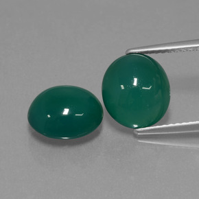 Gemas de Ágata Verde frío natural de 6.36 ct, Corte Óvalo, Translúcido