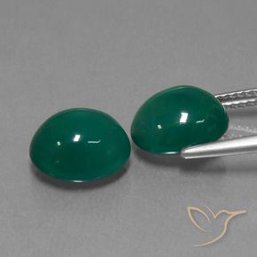 Gemas de Ágata Verde intenso medio natural de 7.06 ct, Ovalada, Translúcido
