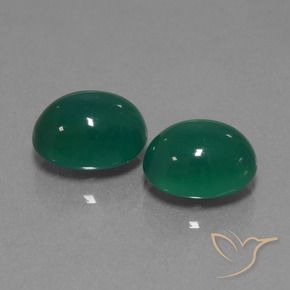 Gemas de Ágata Verde medio natural de 6.79 ct, Ovalada, Translúcido