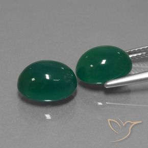 Gemas de Ágata Verde medio natural de 6.79 ct, Ovalada, Translúcido