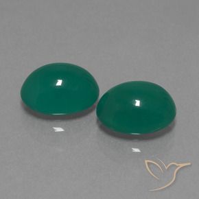 Gemas de Ágata Verde medio natural de 6.27 ct, Ovalada, Translúcido