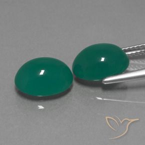 Gemas de Ágata Verde medio natural de 6.27 ct, Ovalada, Translúcido