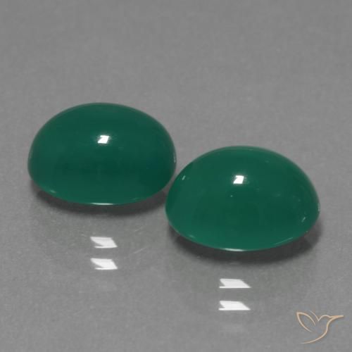 Gemas de Ágata Verde medio natural de 4.93 ct, Ovalada, Translúcido
