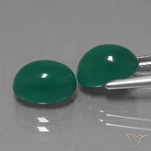 Gemas de Ágata Verde medio natural de 4.93 ct, Ovalada, Translúcido