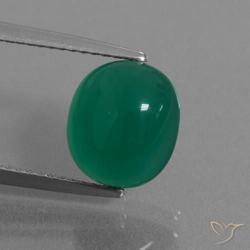 3.48ct Natural Verde intenso medio Ágata, Ovalada, Translúcido