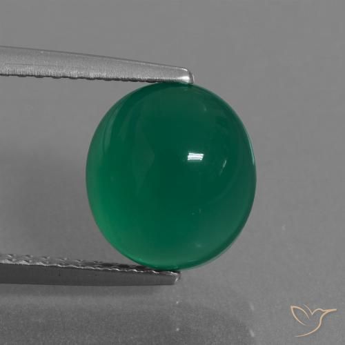 3.20ct Natural Verde bosque Ágata, Ovalada, Translúcido