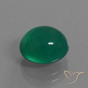 Ágata Verde bosque natural de 3.20 ct, Ovalada, Translúcido