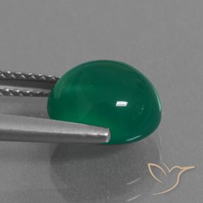 Ágata Verde bosque natural de 3.20 ct, Ovalada, Translúcido