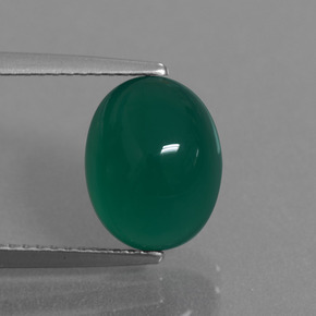 Ágata Verde oscuro natural de 3.82 ct, Corte Óvalo, Translúcido