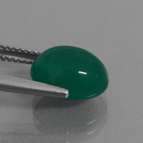 Ágata Verde oscuro natural de 3.82 ct, Corte Óvalo, Translúcido