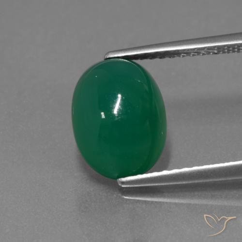 3.49ct Natural Verde intenso medio Ágata, Ovalada, Translúcido