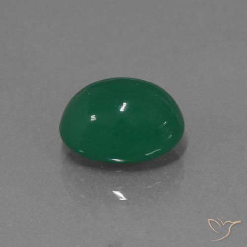 Ágata Verde intenso medio natural de 3.49 ct, Ovalada, Translúcido