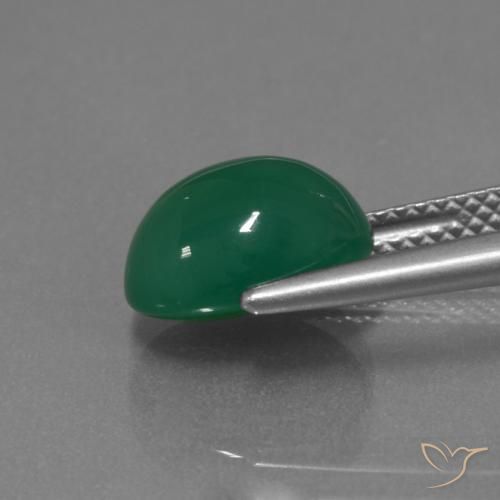 Ágata Verde intenso medio natural de 3.49 ct, Ovalada, Translúcido