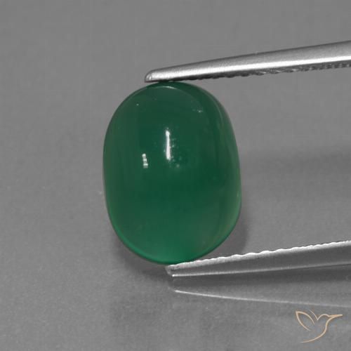 3.11ct Natural Verde bosque Ágata, Ovalada, Translúcido