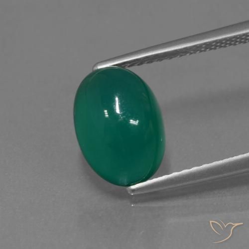 Ágata verde natural de 2,97 ct, corte óvalo, translúcido
