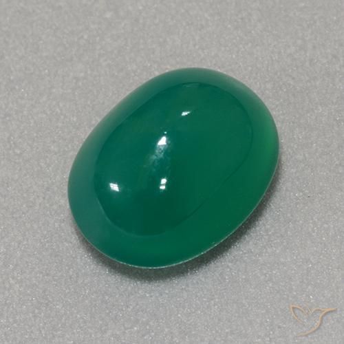 Ágata Verde medio natural de 3.43 ct, Ovalada, Translúcido