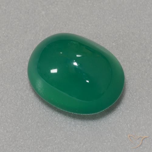 Ágata Verde medio natural de 3.43 ct, Ovalada, Translúcido