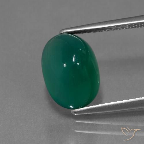3.39ct Natural Verde oscuro Ágata, Ovalada, Translúcido