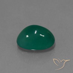 Ágata Verde oscuro natural de 3.39 ct, Ovalada, Translúcido