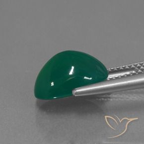 Ágata Verde oscuro natural de 3.39 ct, Ovalada, Translúcido