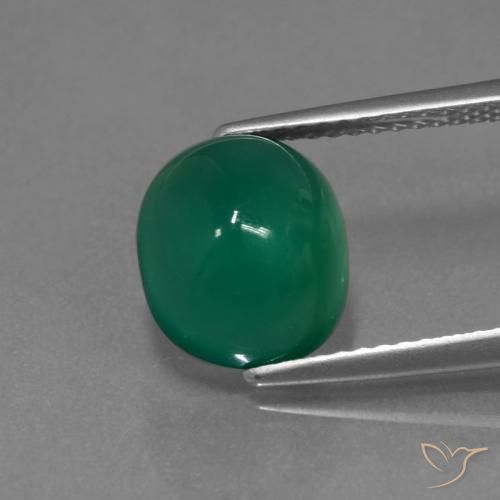 3.23ct Natural Verde intenso medio Ágata, Ovalada, Translúcido