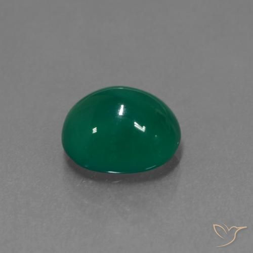 Ágata Verde intenso medio natural de 3.23 ct, Ovalada, Translúcido