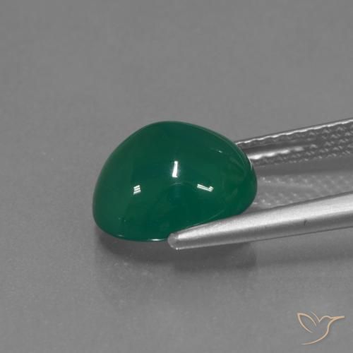 Ágata Verde intenso medio natural de 3.23 ct, Ovalada, Translúcido