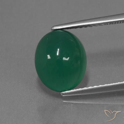 3.17ct Natural Verde bosque Ágata, Ovalada, Translúcido
