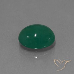 Ágata Verde bosque natural de 3.17 ct, Ovalada, Translúcido