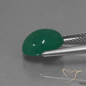 Ágata Verde bosque natural de 3.17 ct, Ovalada, Translúcido