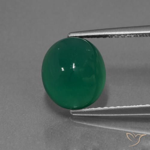 3.65ct Natural Verde bosque Ágata, Ovalada, Translúcido