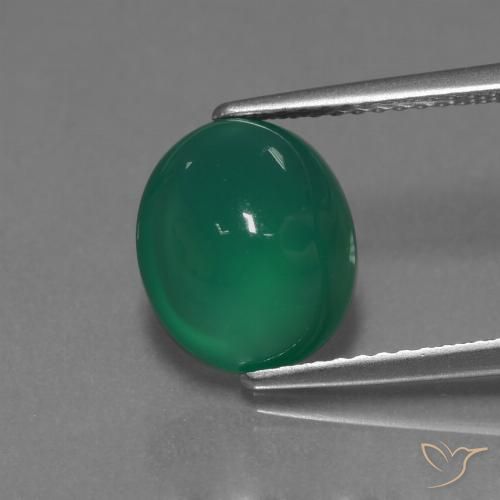 3.61ct Natural Verde bosque Ágata, Ovalada, Translúcido