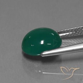 Ágata Verde medio natural de 3.61 ct, Ovalada, Translúcido