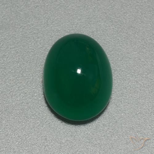 Ágata Verde medio natural de 3.92 ct, Ovalada, Translúcido
