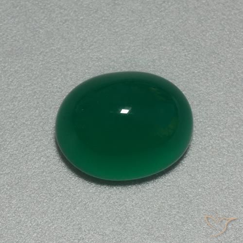 Ágata Verde medio natural de 3.92 ct, Ovalada, Translúcido