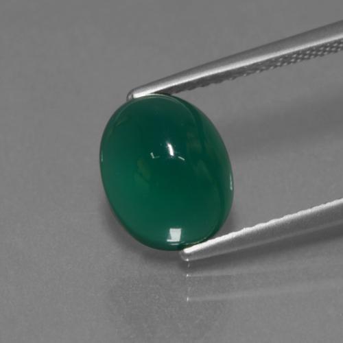 Ágata Verde oscuro medio natural de 2.84 ct, Corte Óvalo, Translúcido