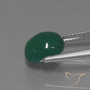 Ágata Verde amarillento natural de 3.42 ct, Ovalada, Translúcido