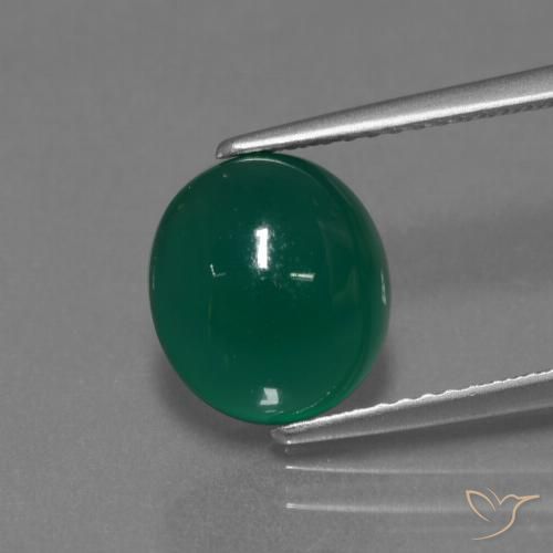 3.60ct Natural Verde medio Ágata, Ovalada, Translúcido